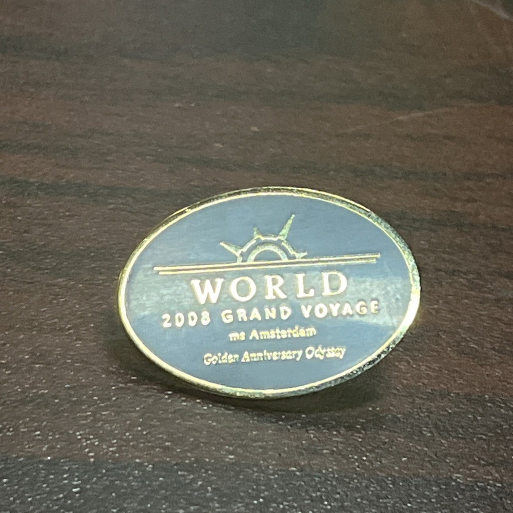 World‎ 2008 Grand Voyage MS Amsterdam Golden Anniversary Odyssey Lapel Hat Pin